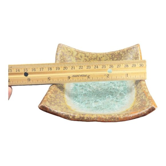 Hand Made Studio Art Pottery Dish Plate Crystalline Glass Glaze Stoneware Signed - Picture 5 of 11